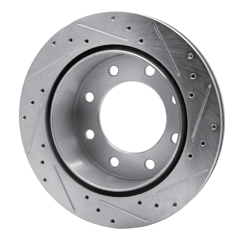 Chevrolet Suburban 2500 Brake Rotor (1) - Rear Left - R1 Concepts - Drilled & Slotted - Silver - `99-`25